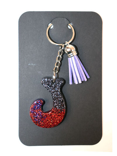 glitter J keychain online store