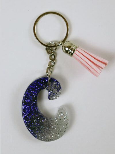glitter J keychain customized