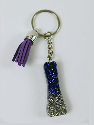GLITTER KEYCHAIN LETTER I (purple-silver) - Image 2