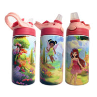 children's water bottle for school with fairies in the forest magical themed tumbler, water bottle for children for school